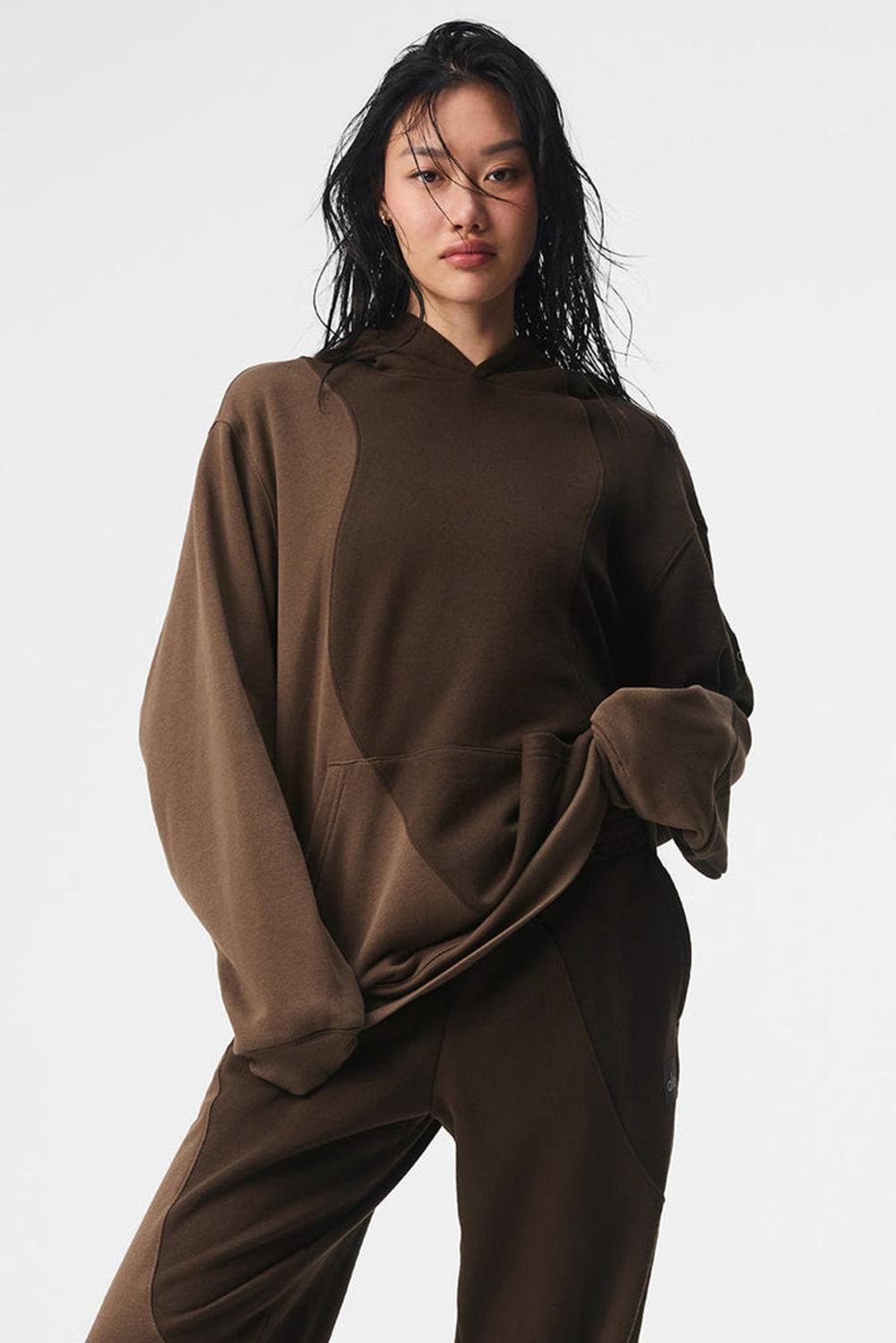 Sudadera con Capucha Alo Yoga Make Waves Mujer Espresso Tonal | España  XYAC-52490