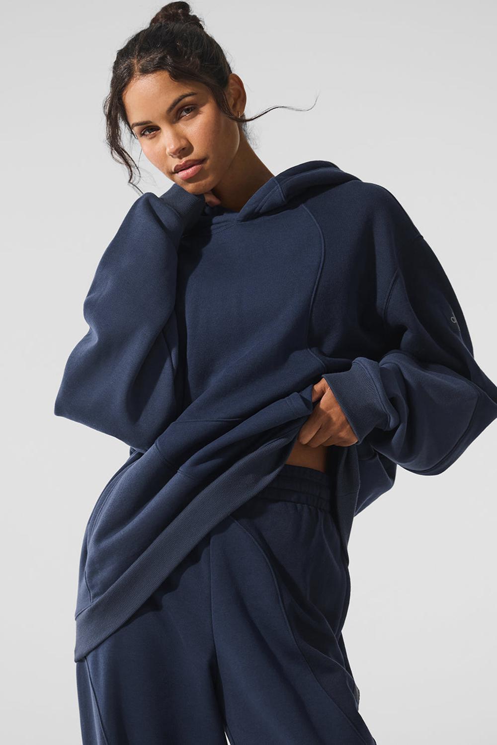 Sudadera con Capucha Alo Yoga Make Waves Mujer Azul Marino | España  KRYS-30267