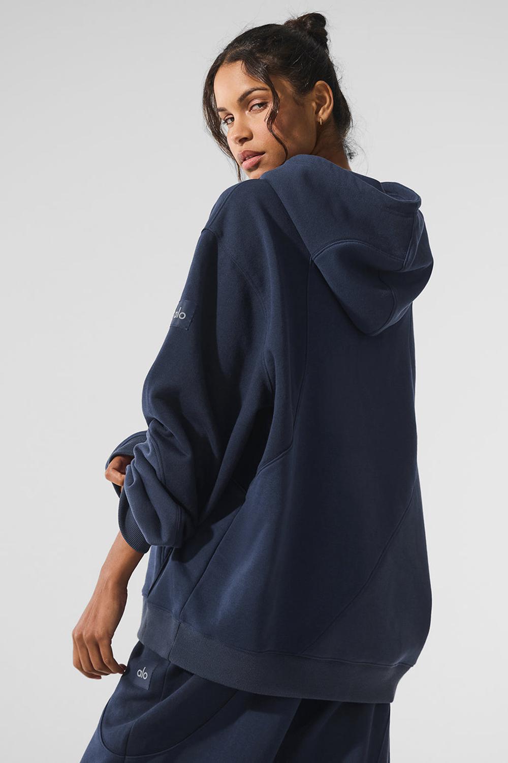 Sudadera con Capucha Alo Yoga Make Waves Mujer Azul Marino | España  KRYS-30267
