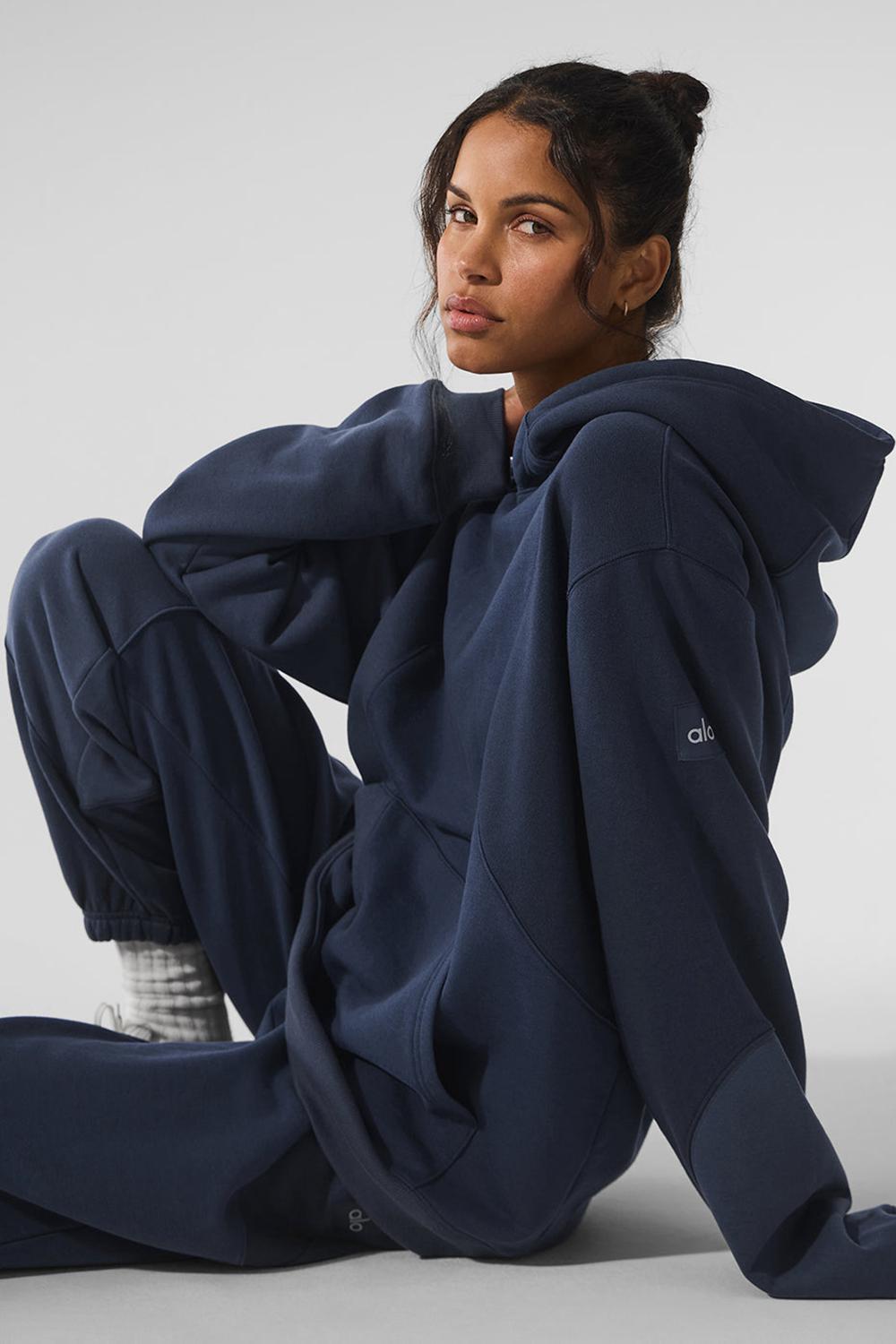 Sudadera con Capucha Alo Yoga Make Waves Mujer Azul Marino | España  KRYS-30267