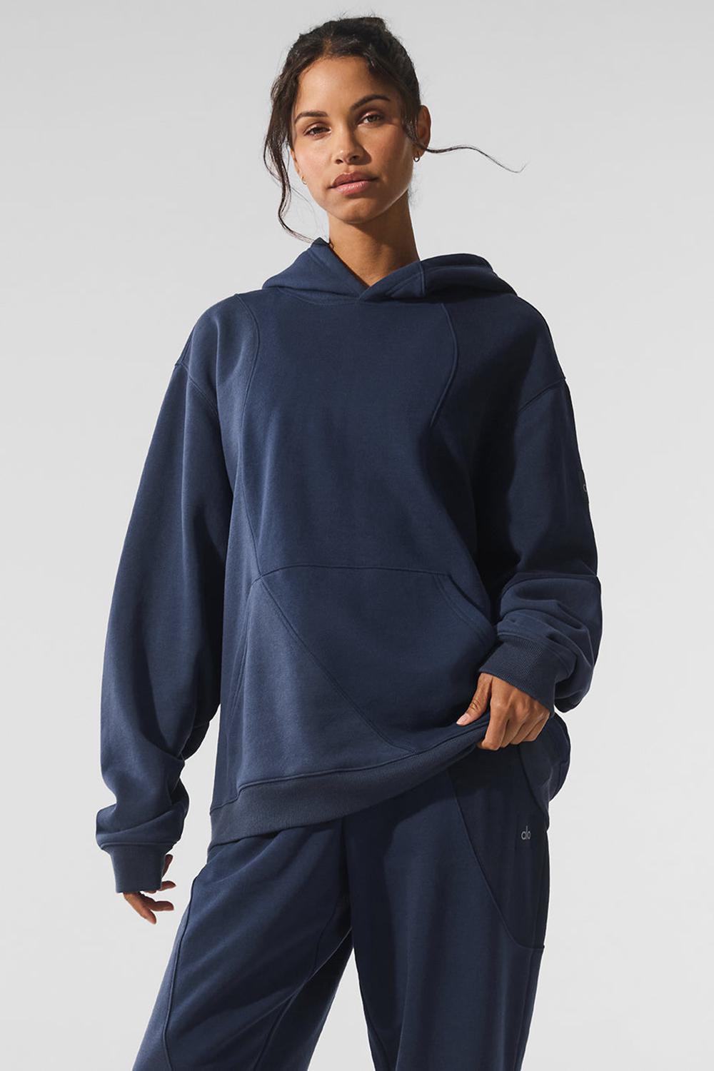 Sudadera con Capucha Alo Yoga Make Waves Mujer Azul Marino | España  KRYS-30267