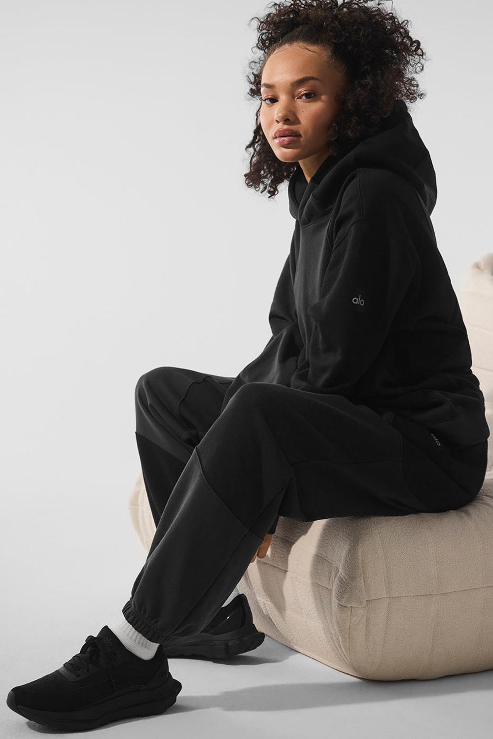 Sudadera con Capucha Alo Yoga Make Waves Mujer Negras | España  QYFX-57462