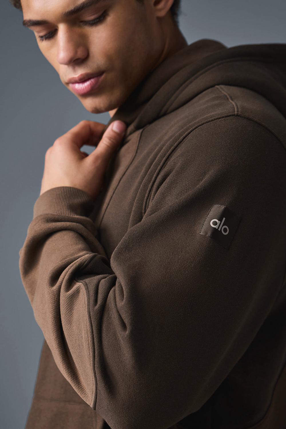 Sudadera con Capucha Alo Yoga Make Waves Hombre Espresso Tonal | España  WVZG-87602