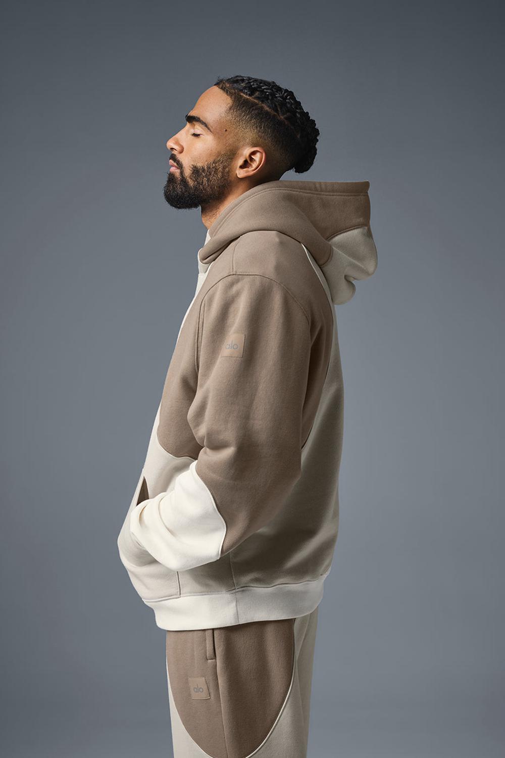 Sudadera con Capucha Alo Yoga Make Waves Hombre Ivory / Bone / Gravel | España  BCFH-95412
