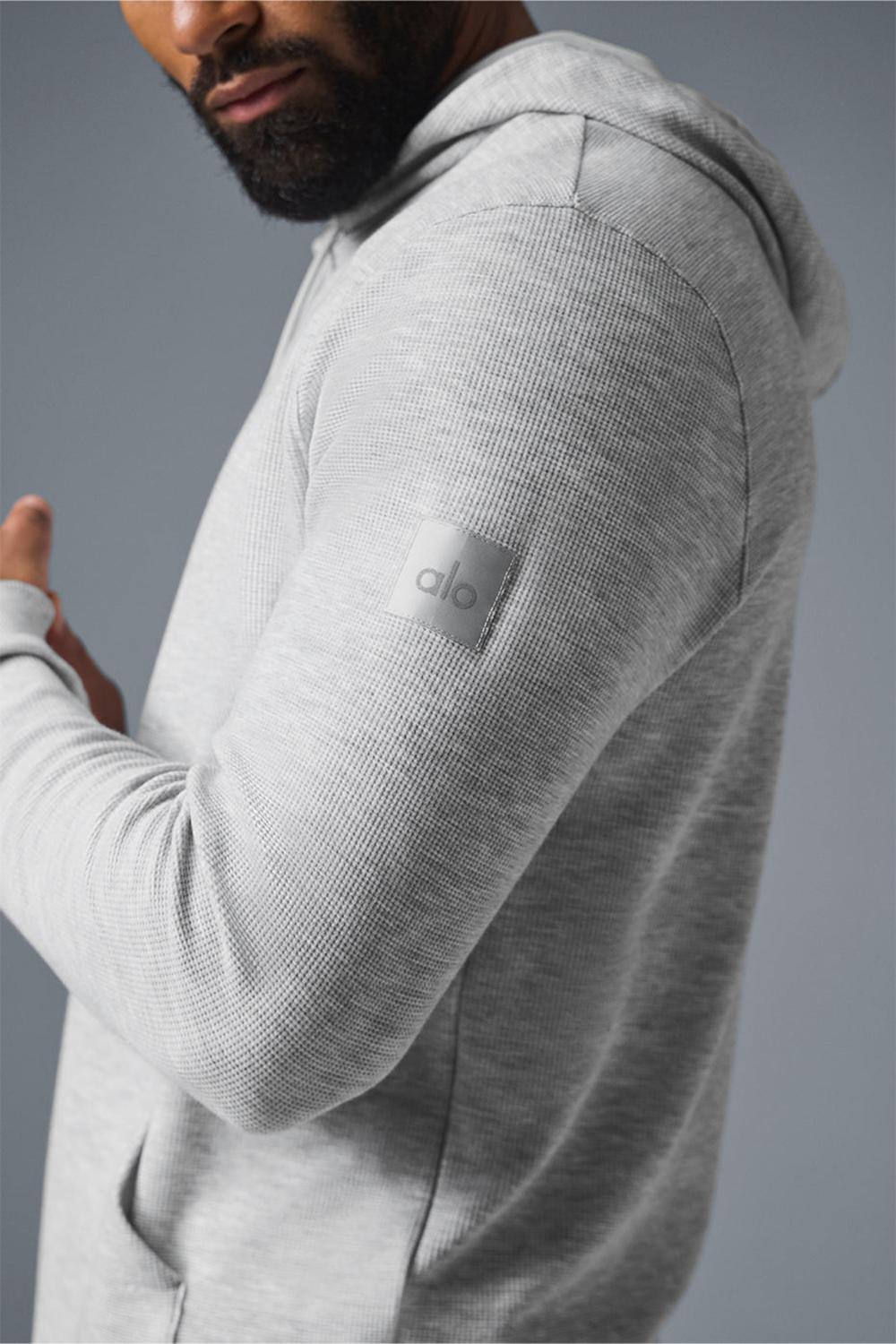 Sudadera con Capucha Alo Yoga Micro Waffle Fast Break Hombre Gris | España  SERV-38915