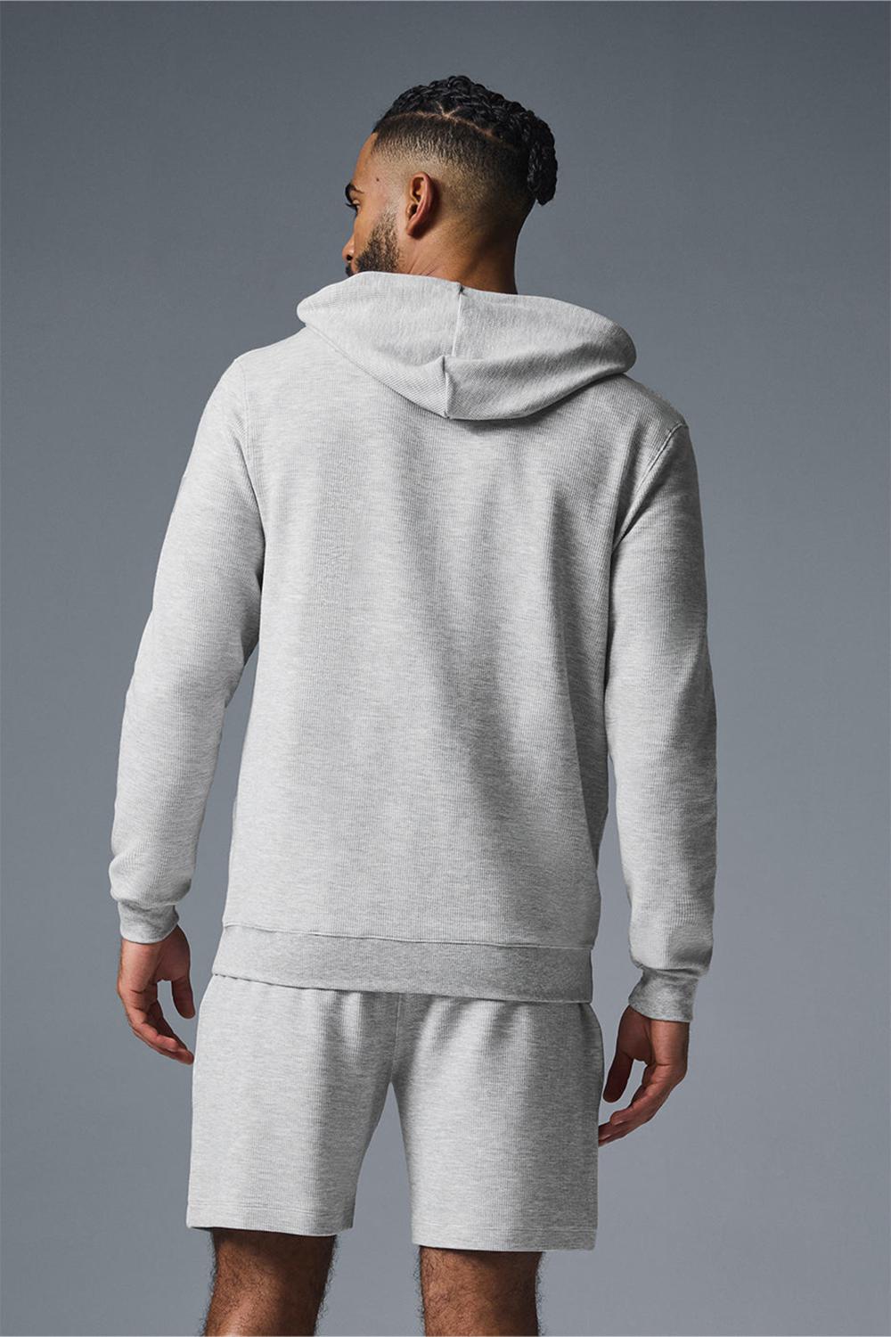 Sudadera con Capucha Alo Yoga Micro Waffle Fast Break Hombre Gris | España  SERV-38915