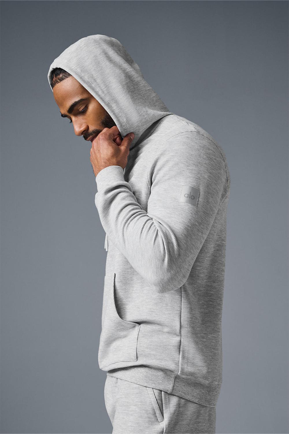 Sudadera con Capucha Alo Yoga Micro Waffle Fast Break Hombre Gris | España  SERV-38915