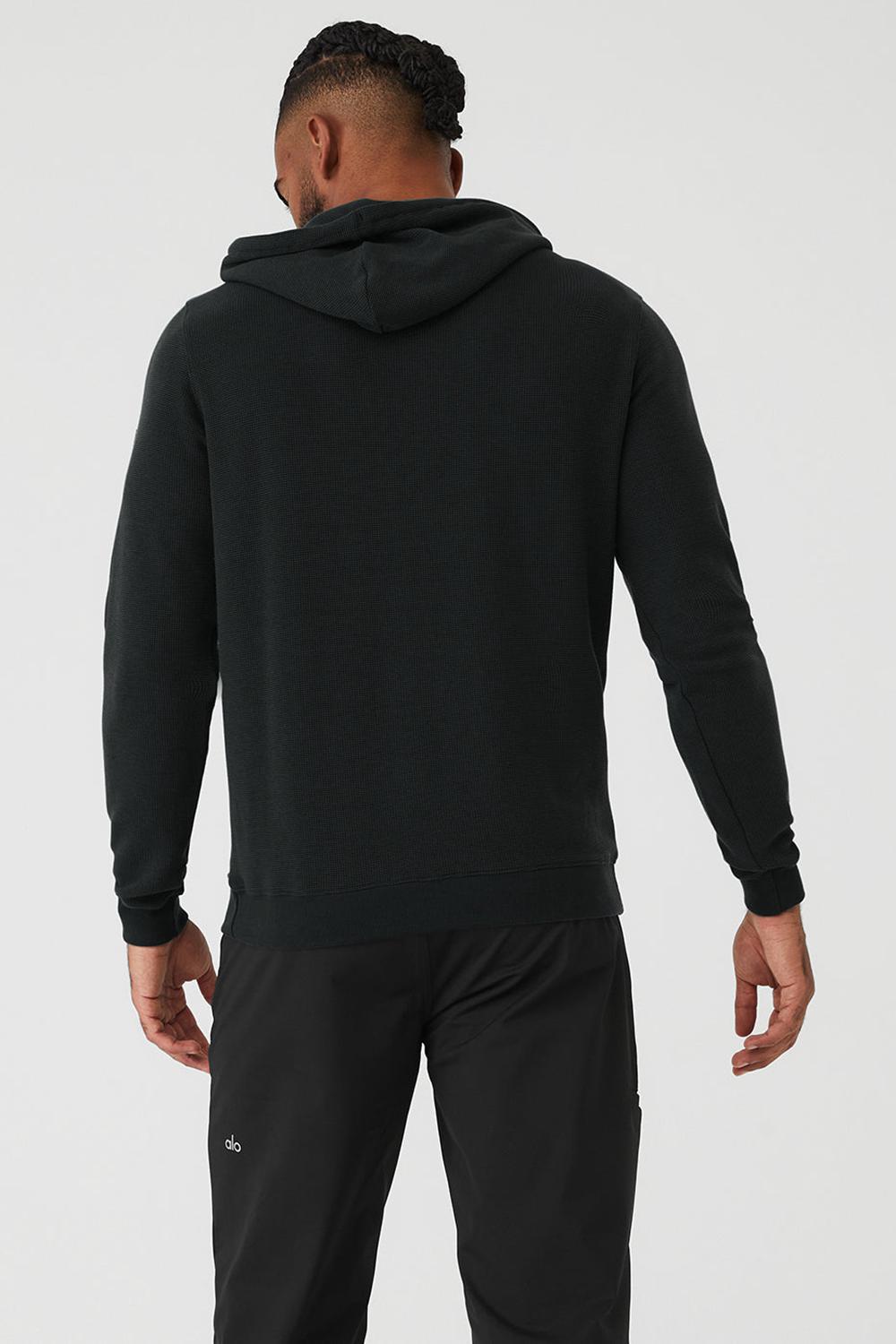 Sudadera con Capucha Alo Yoga Micro Waffle Fast Break Hombre Negras | España  JASP-82795
