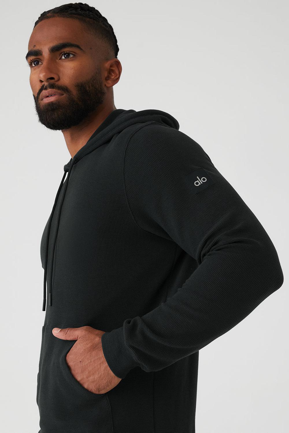 Sudadera con Capucha Alo Yoga Micro Waffle Fast Break Hombre Negras | España  JASP-82795