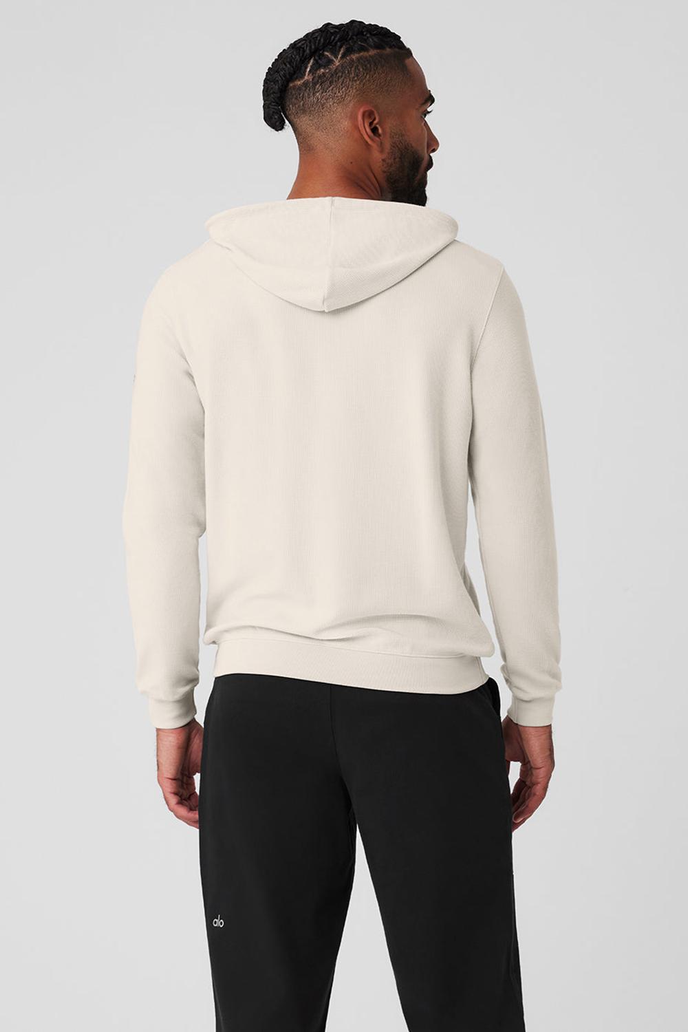Sudadera con Capucha Alo Yoga Micro Waffle Fast Break Hombre Bone | España  GMLJ-54031