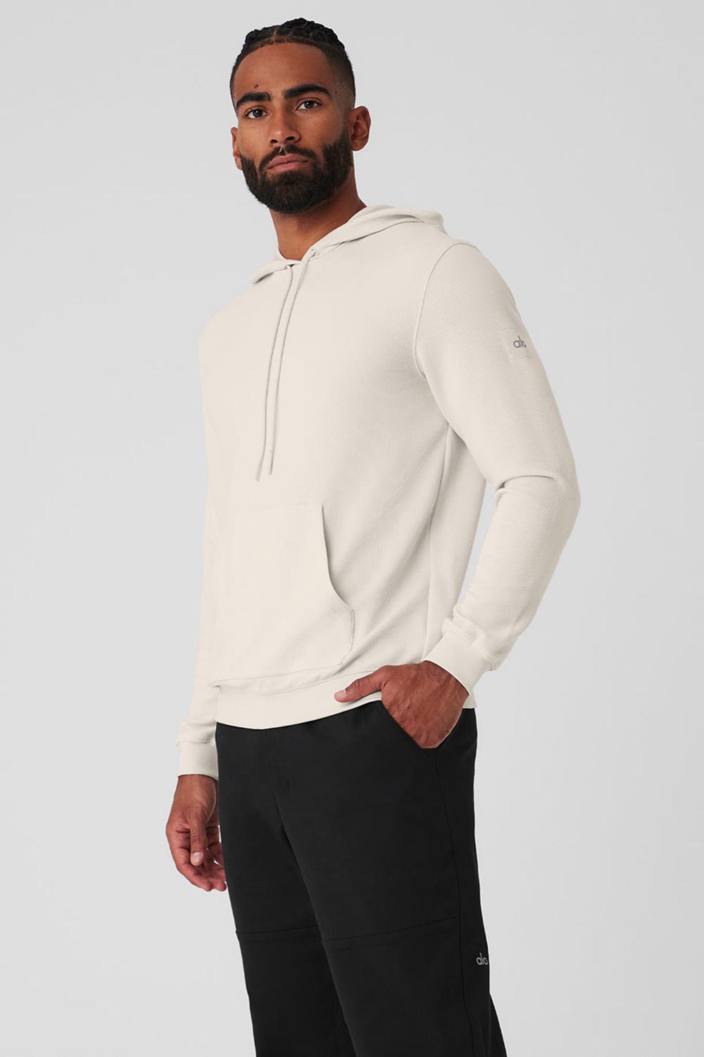 Sudadera con Capucha Alo Yoga Micro Waffle Fast Break Hombre Bone | España  GMLJ-54031