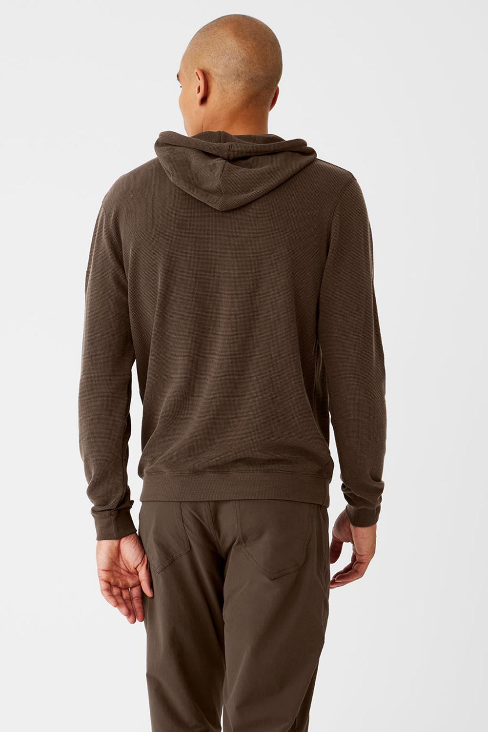Sudadera con Capucha Alo Yoga Micro Waffle Fast Break Hombre Espresso | España  WQJC-17823