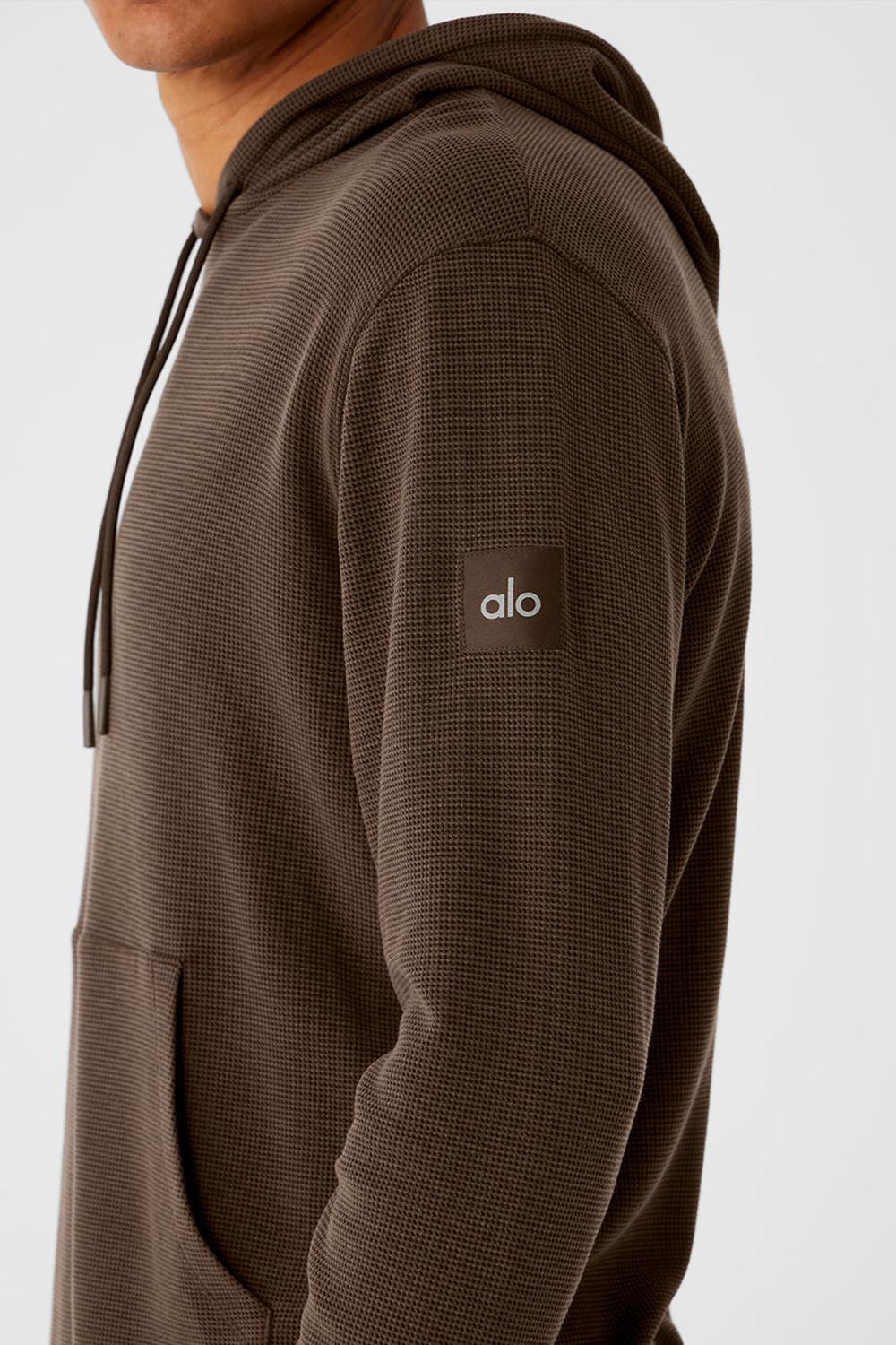 Sudadera con Capucha Alo Yoga Micro Waffle Fast Break Hombre Espresso | España  WQJC-17823