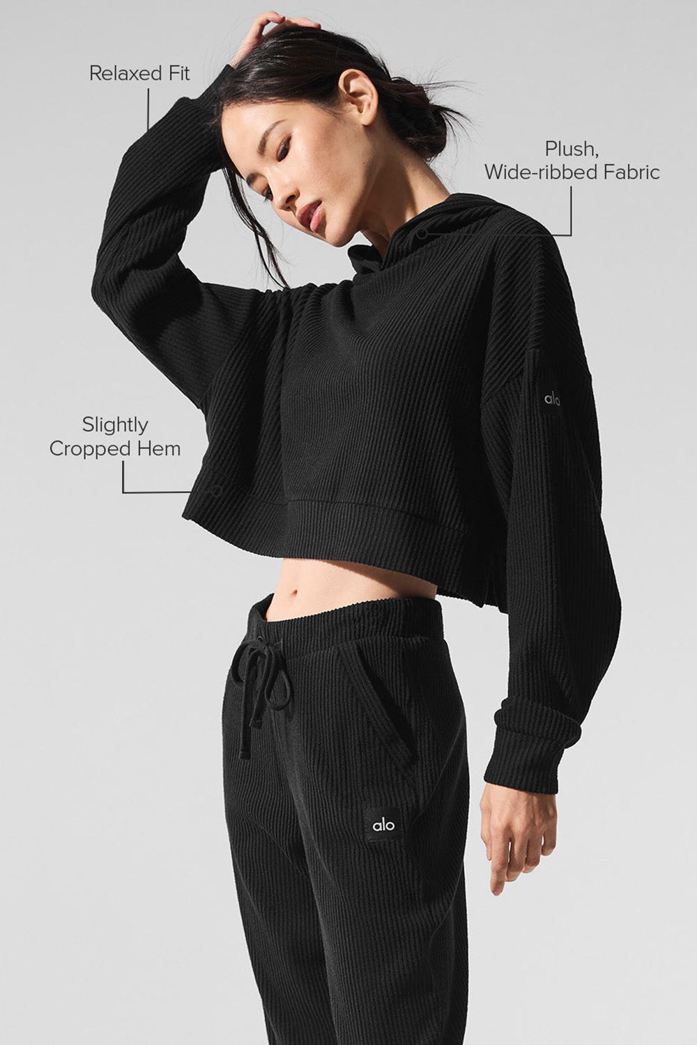 Sudadera con Capucha Alo Yoga Muse Mujer Negras | España  YEMA-42817