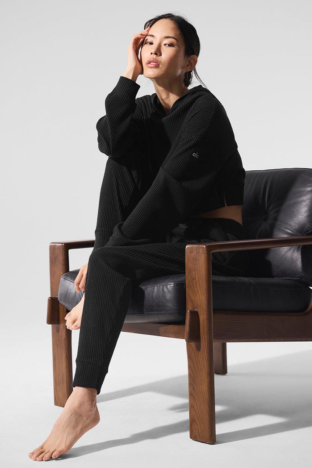 Sudadera con Capucha Alo Yoga Muse Mujer Negras | España  YEMA-42817