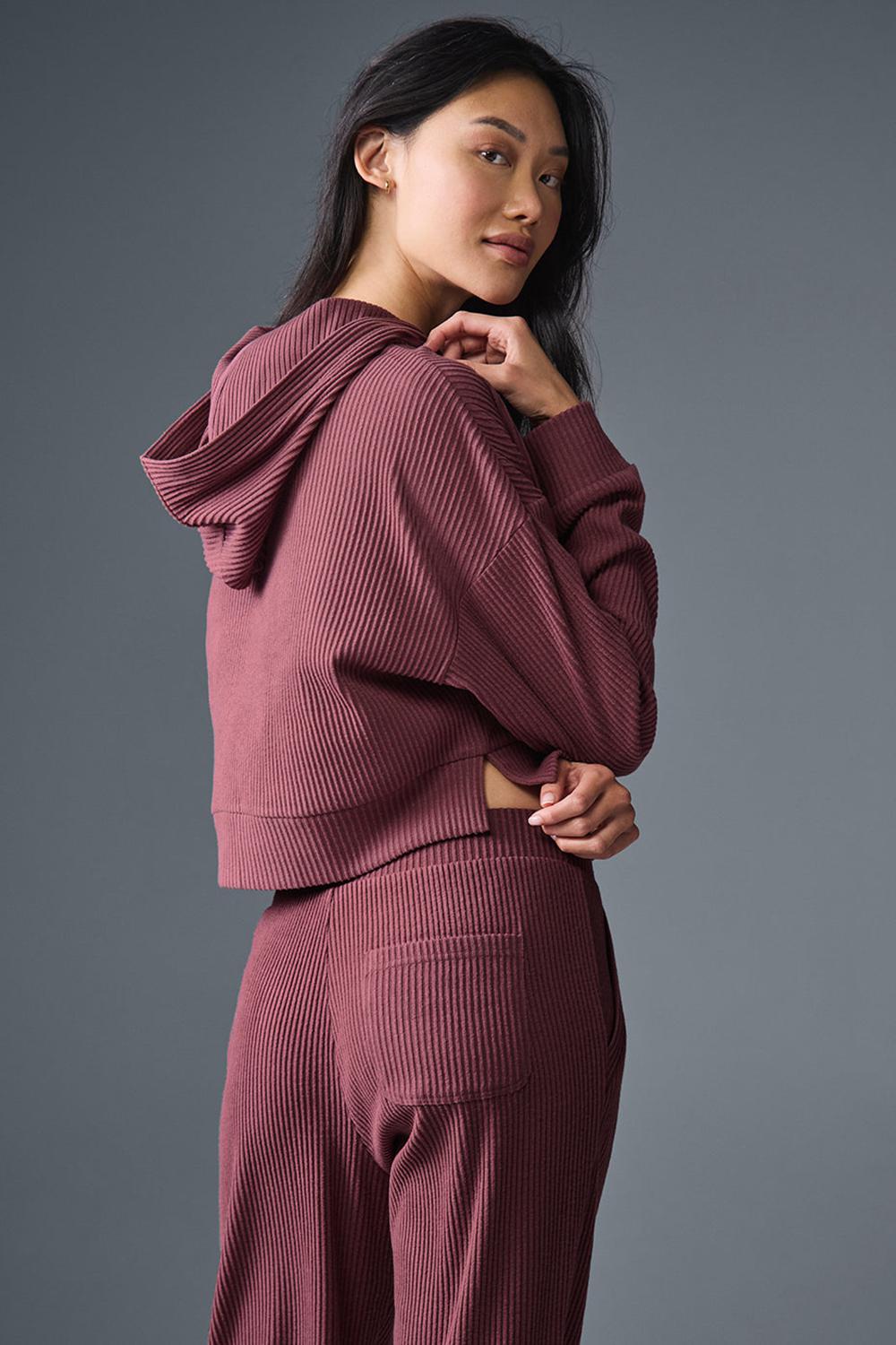 Sudadera con Capucha Alo Yoga Muse Mujer Burdeos | España  RYKE-84651