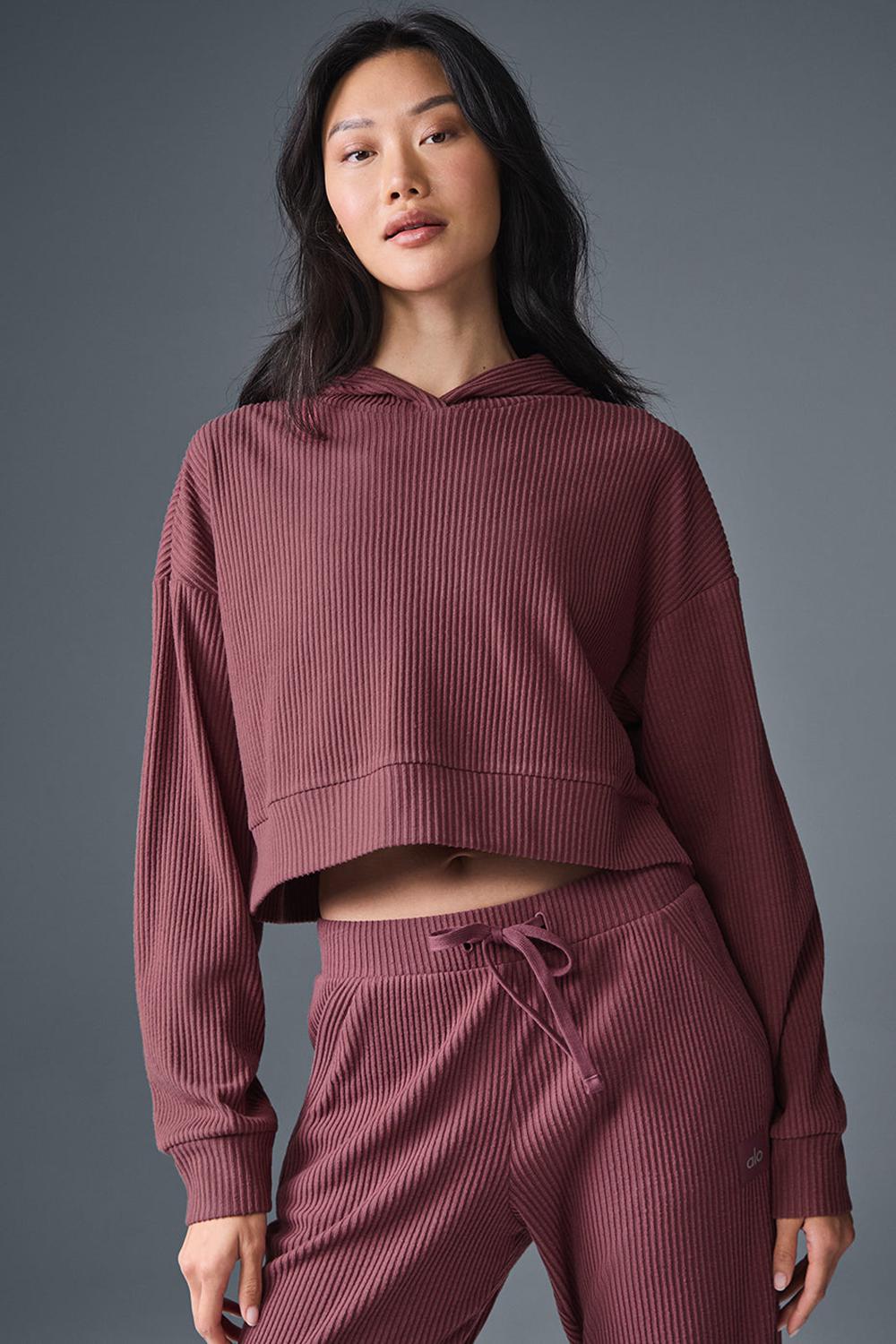 Sudadera con Capucha Alo Yoga Muse Mujer Burdeos | España  RYKE-84651