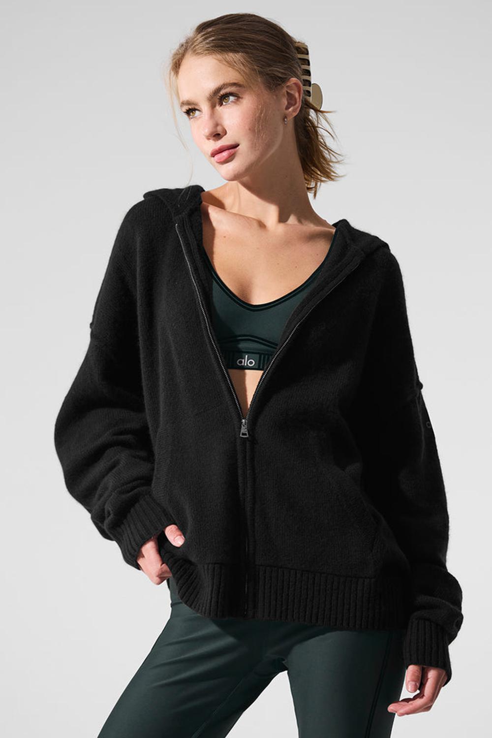 Sudadera con Capucha Alo Yoga New Class Cashmere Full Zip Mujer Negras | España  HNRS-16843
