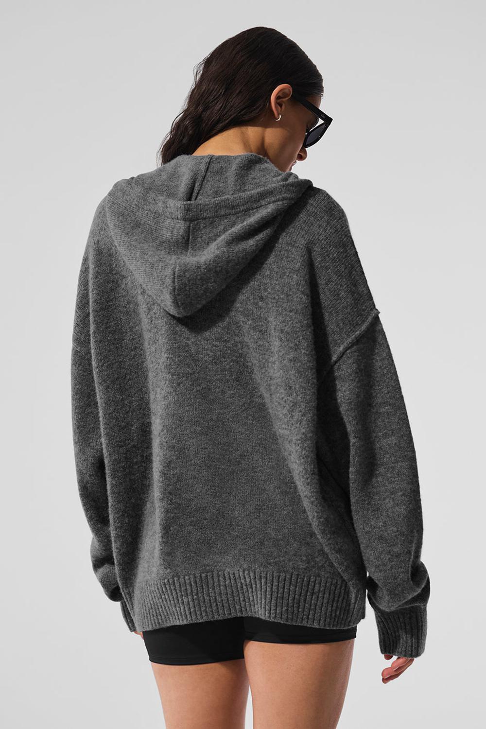 Sudadera con Capucha Alo Yoga New Class Cashmere Full Zip Mujer Plateadas Gris | España  KQAN-07863