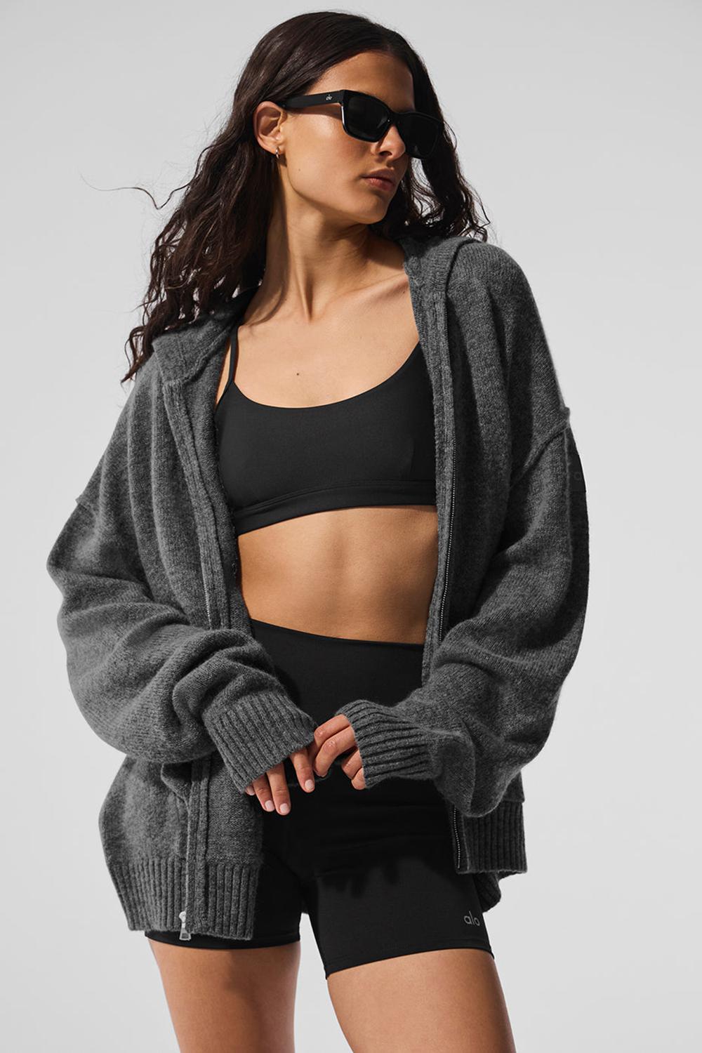 Sudadera con Capucha Alo Yoga New Class Cashmere Full Zip Mujer Plateadas Gris | España  KQAN-07863