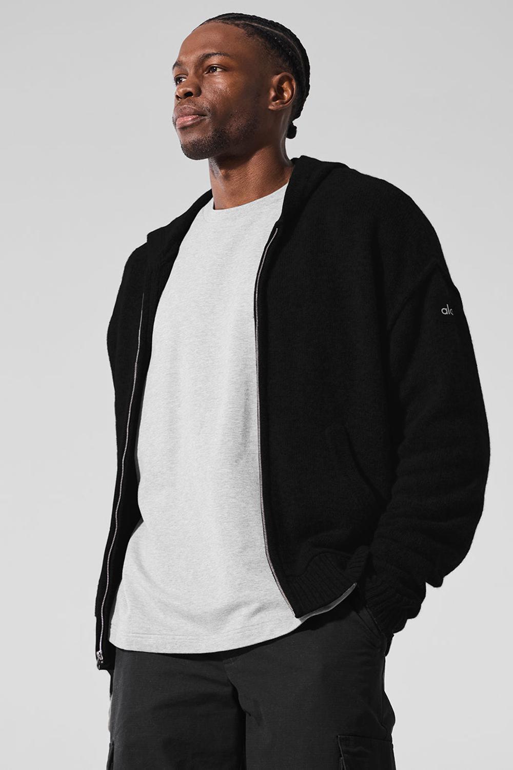 Sudadera con Capucha Alo Yoga New Class Cashmere Full Zip Hombre Negras | España  JCGD-56921