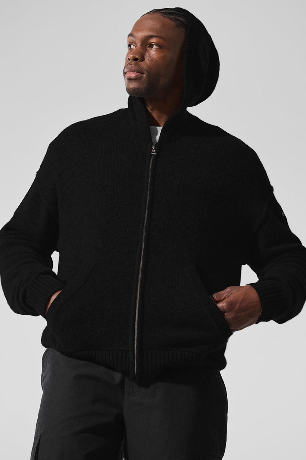 Sudadera con Capucha Alo Yoga New Class Cashmere Full Zip Hombre Negras | España  JCGD-56921
