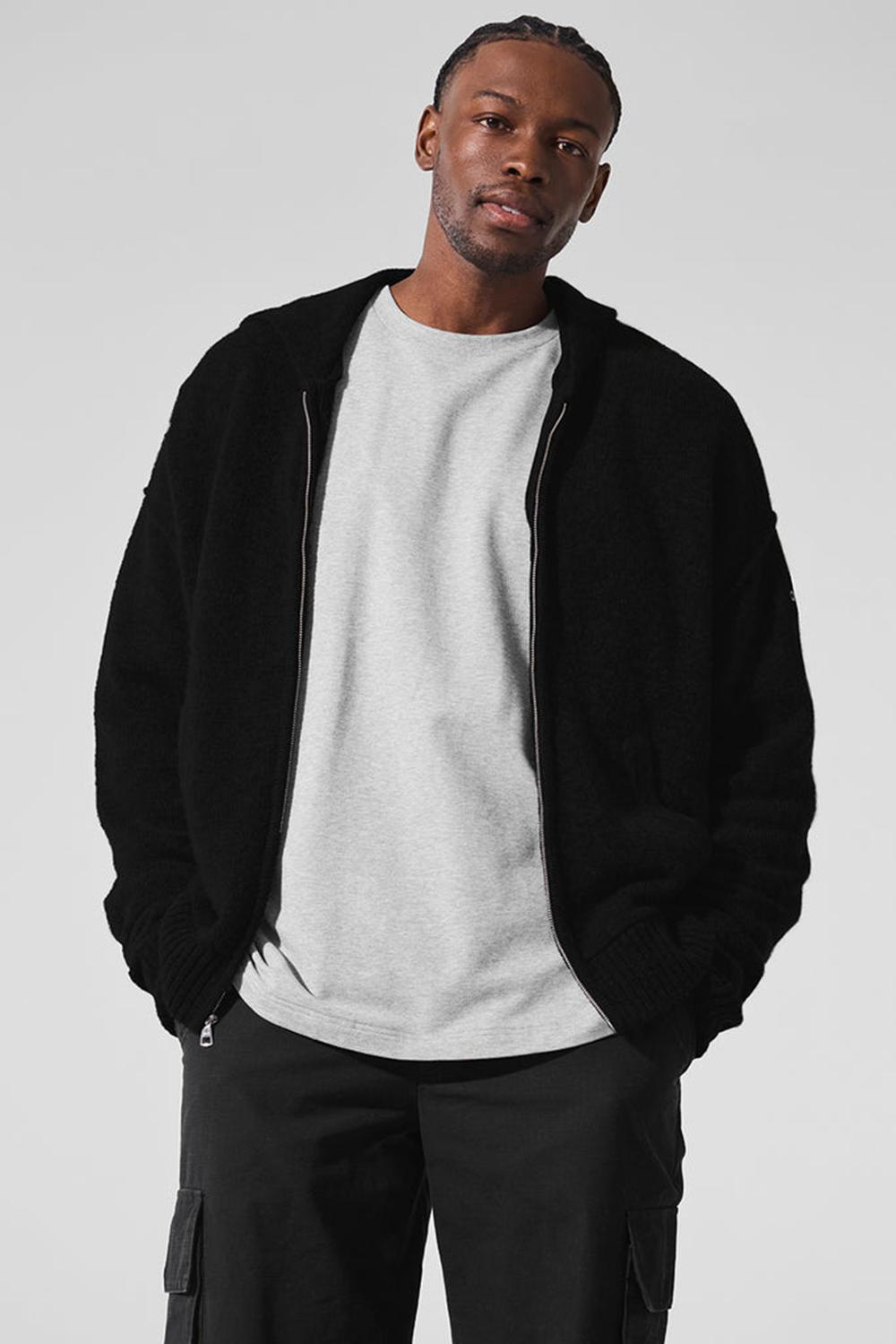 Sudadera con Capucha Alo Yoga New Class Cashmere Full Zip Hombre Negras | España  JCGD-56921
