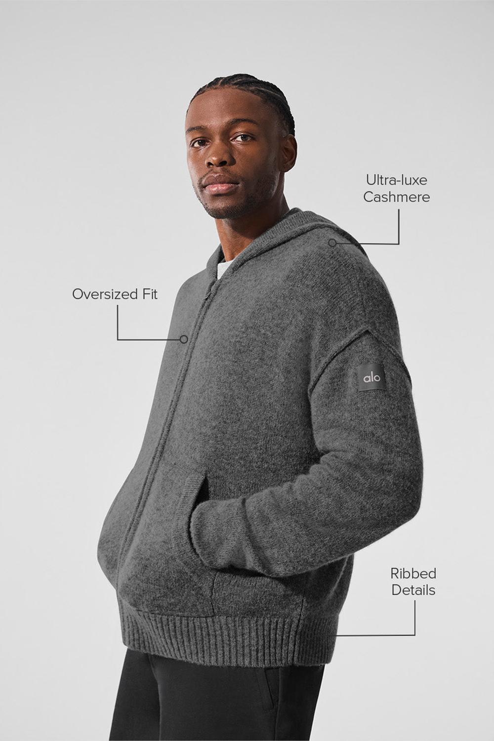 Sudadera con Capucha Alo Yoga New Class Cashmere Full Zip Hombre Plateadas Gris | España  OCGQ-58379