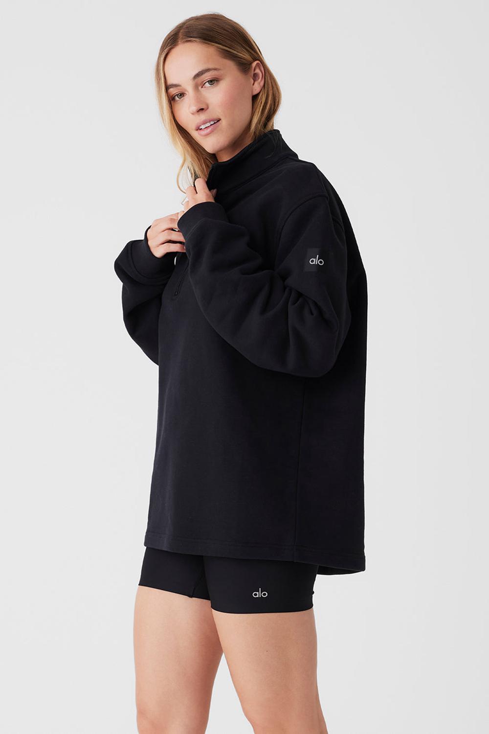 Sudadera con Capucha Alo Yoga Renown Heavy Weight 1/4 Zip Mujer Negras | España  DVKH-16524