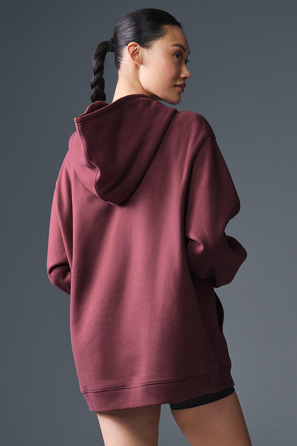 Sudadera con Capucha Alo Yoga Renown Heavy Weight Mujer Burdeos | España  MRGP-31658