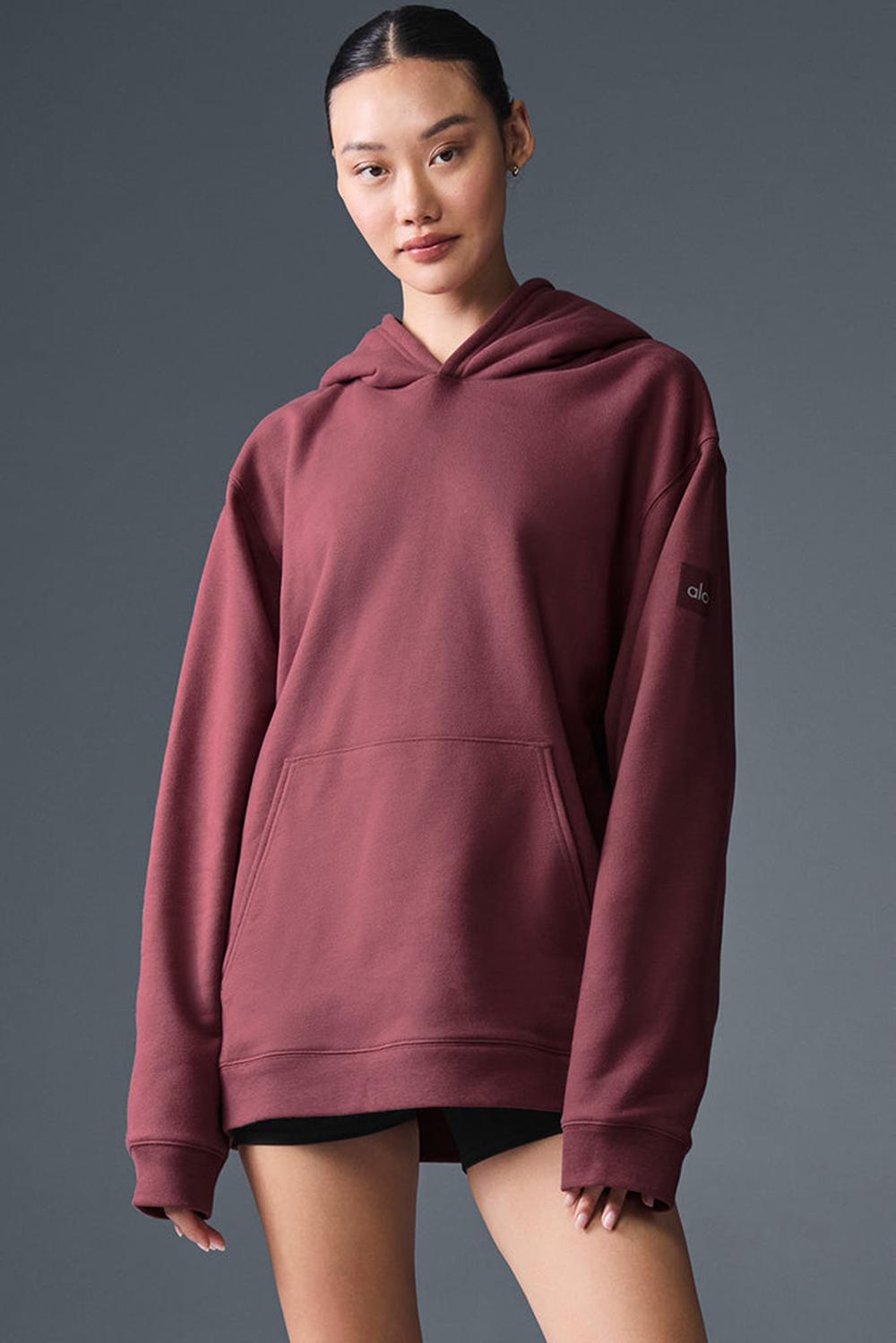 Sudadera con Capucha Alo Yoga Renown Heavy Weight Mujer Burdeos | España  MRGP-31658