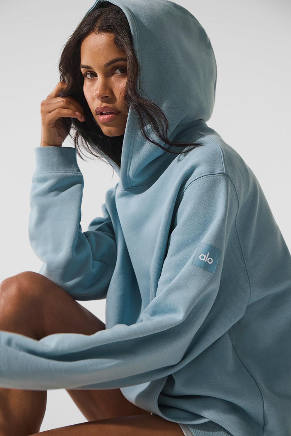 Sudadera con Capucha Alo Yoga Renown Heavy Weight Mujer Azules | España  EJQY-15427