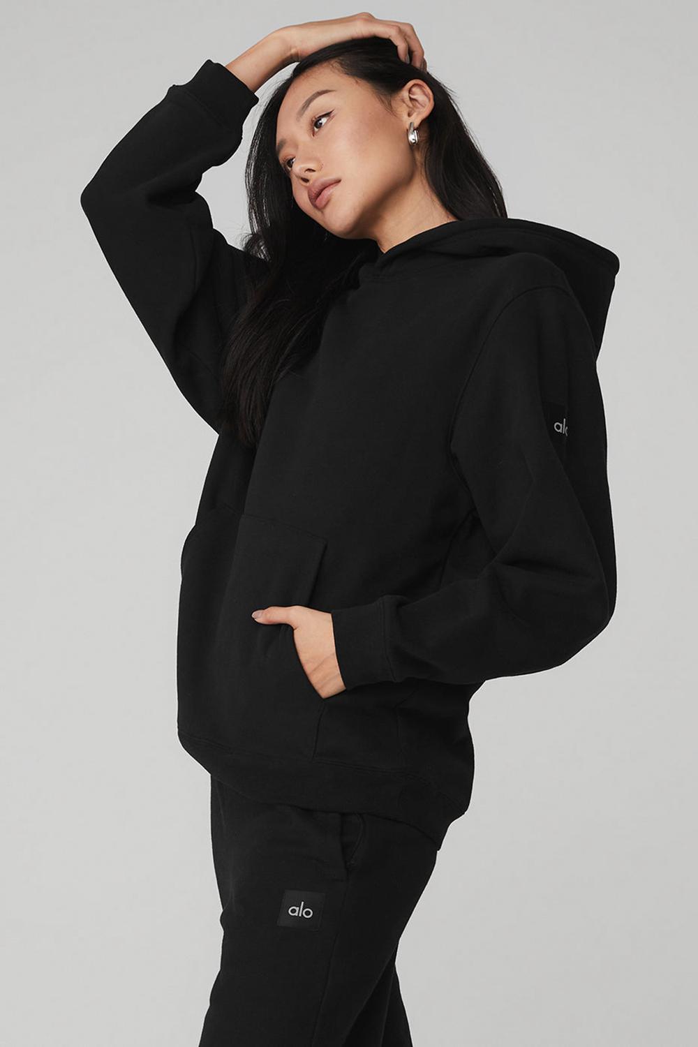 Sudadera con Capucha Alo Yoga Renown Heavy Weight Mujer Negras | España  LXBF-79053
