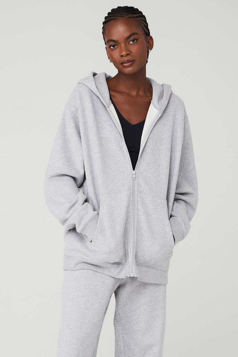 Sudadera con Capucha Alo Yoga Renown Heavy Weight Full Zip Mujer Gris | España  CVFX-80796