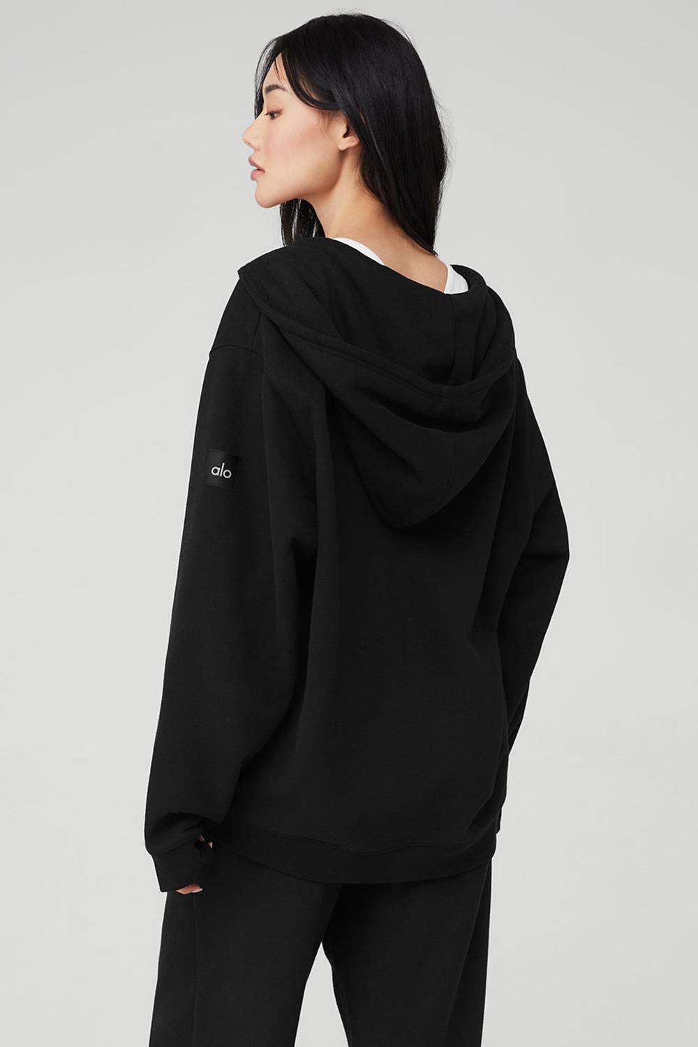 Sudadera con Capucha Alo Yoga Renown Heavy Weight Full Zip Mujer Negras | España  DCFU-85076