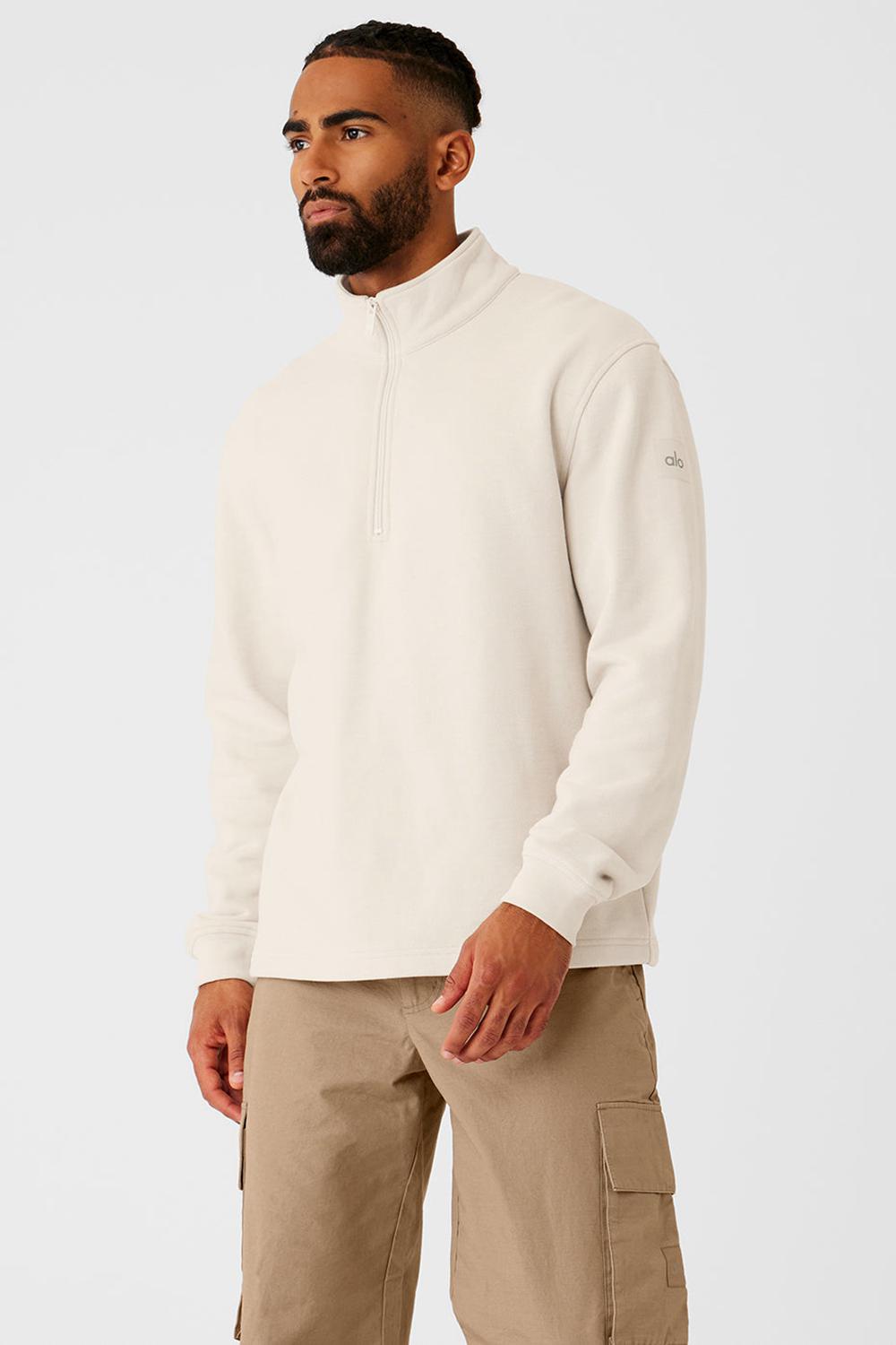 Sudadera con Capucha Alo Yoga Renown Heavy Weight 1/4 Zip Hombre Bone | España  YNMD-97806