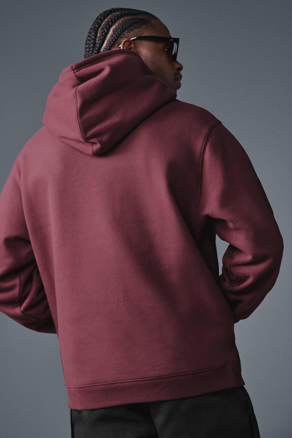 Sudadera con Capucha Alo Yoga Renown Heavy Weight Hombre Burdeos | España  YKVH-38765