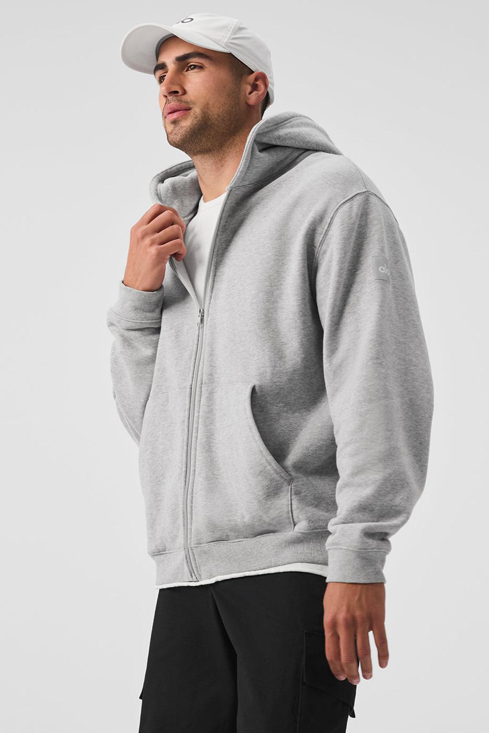 Sudadera con Capucha Alo Yoga Renown Heavy Weight Full Zip Hombre Gris | España  YMWT-61985