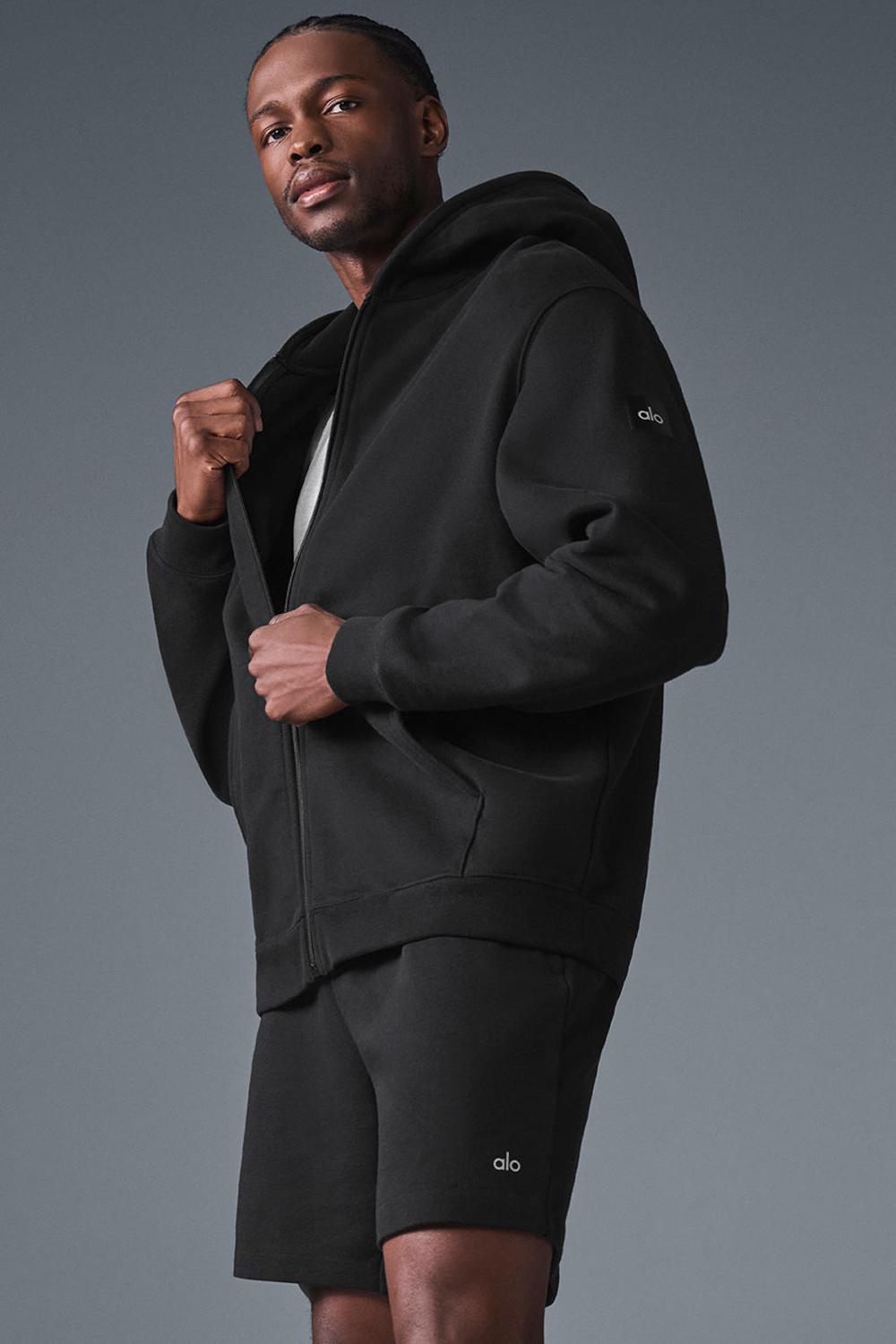 Sudadera con Capucha Alo Yoga Renown Heavy Weight Full Zip Hombre Negras | España  MFJI-64501