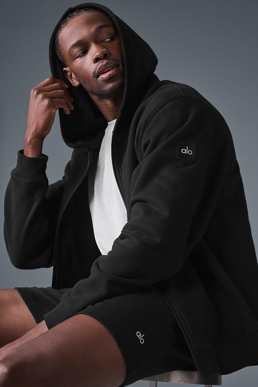 Sudadera con Capucha Alo Yoga Renown Heavy Weight Full Zip Hombre Negras | España  MFJI-64501