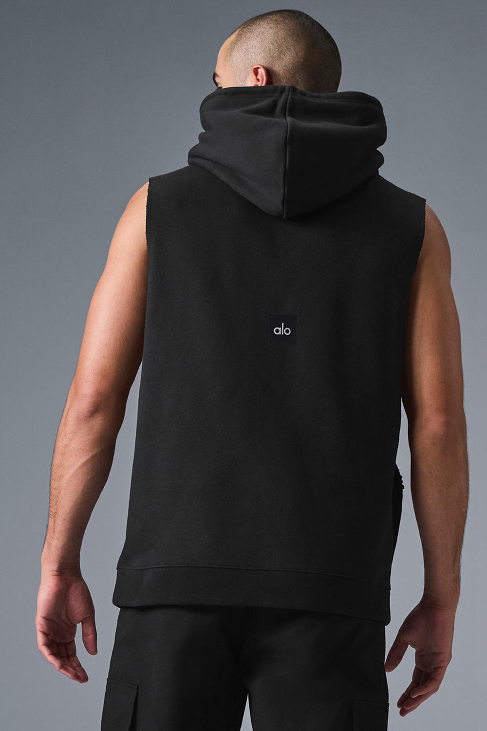 Sudadera con Capucha Alo Yoga Renown Sleeveless Hombre Negras | España  CTDL-09168