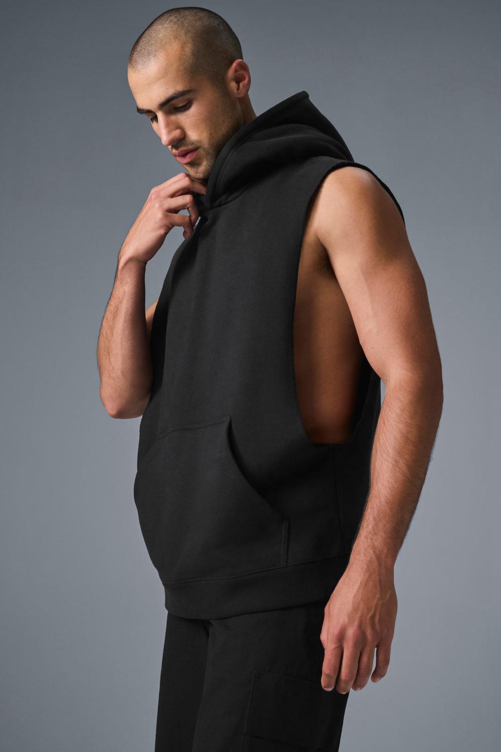 Sudadera con Capucha Alo Yoga Renown Sleeveless Hombre Negras | España  CTDL-09168