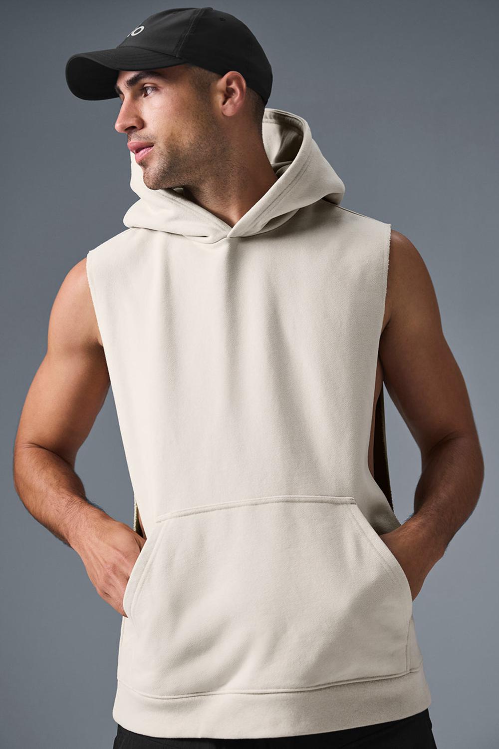 Sudadera con Capucha Alo Yoga Renown Sleeveless Hombre Bone | España  BTEI-02738