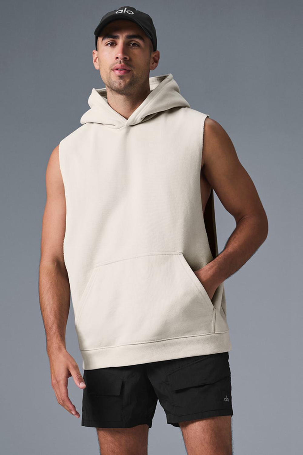 Sudadera con Capucha Alo Yoga Renown Sleeveless Hombre Bone | España  BTEI-02738