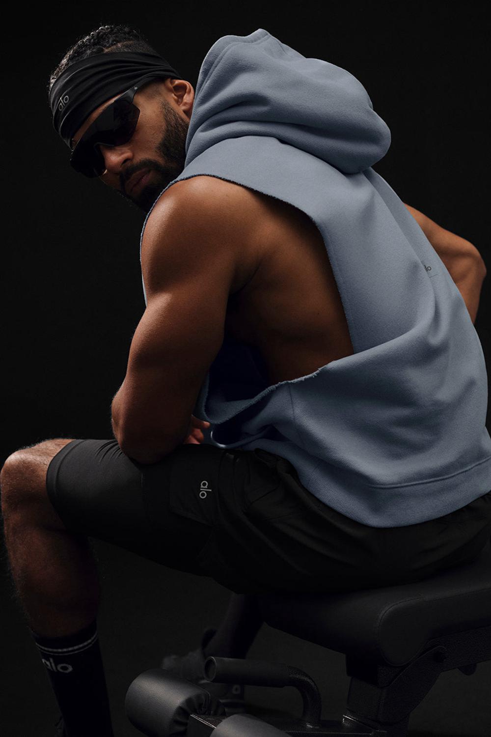 Sudadera con Capucha Alo Yoga Renown Sleeveless Hombre Gris | España  KZMY-30576