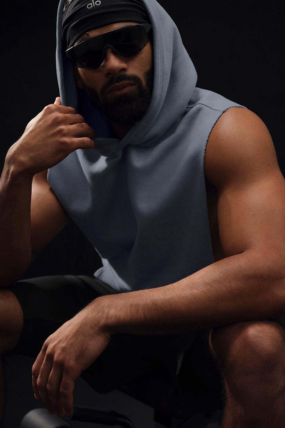 Sudadera con Capucha Alo Yoga Renown Sleeveless Hombre Gris | España  KZMY-30576