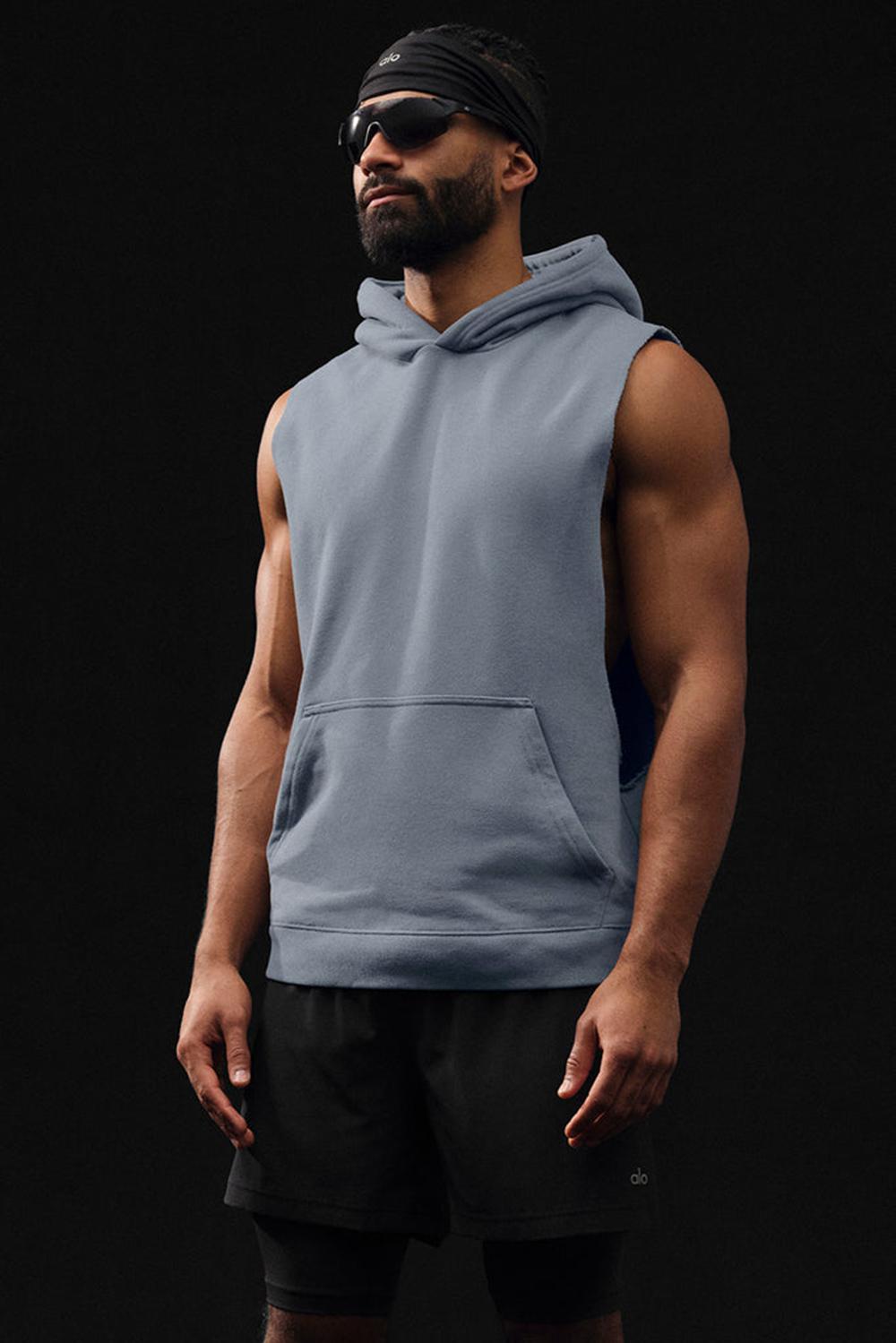 Sudadera con Capucha Alo Yoga Renown Sleeveless Hombre Gris | España  KZMY-30576