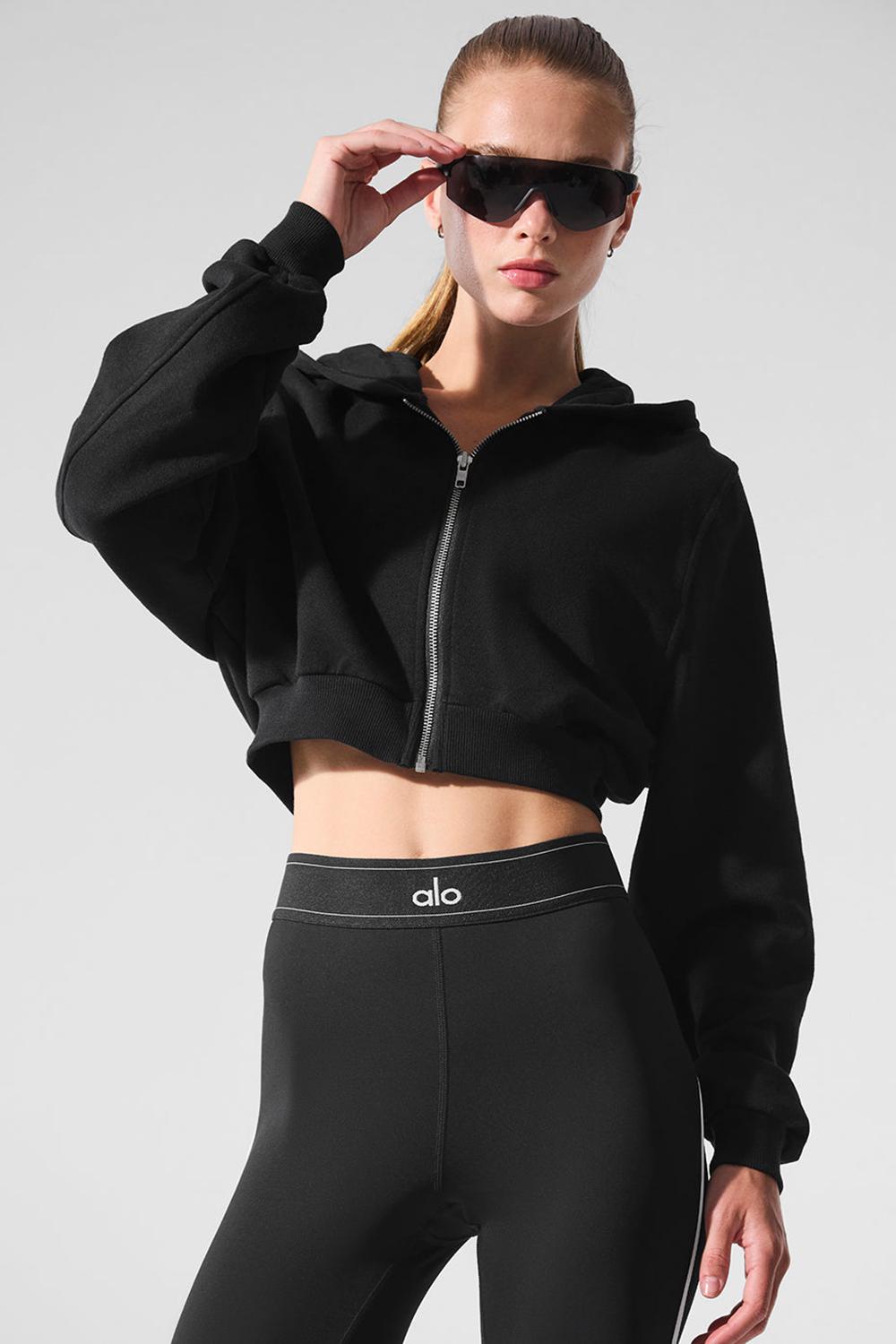 Sudadera con Capucha Alo Yoga Sweet Escape Zip Up Mujer Negras | España  VLQP-14396