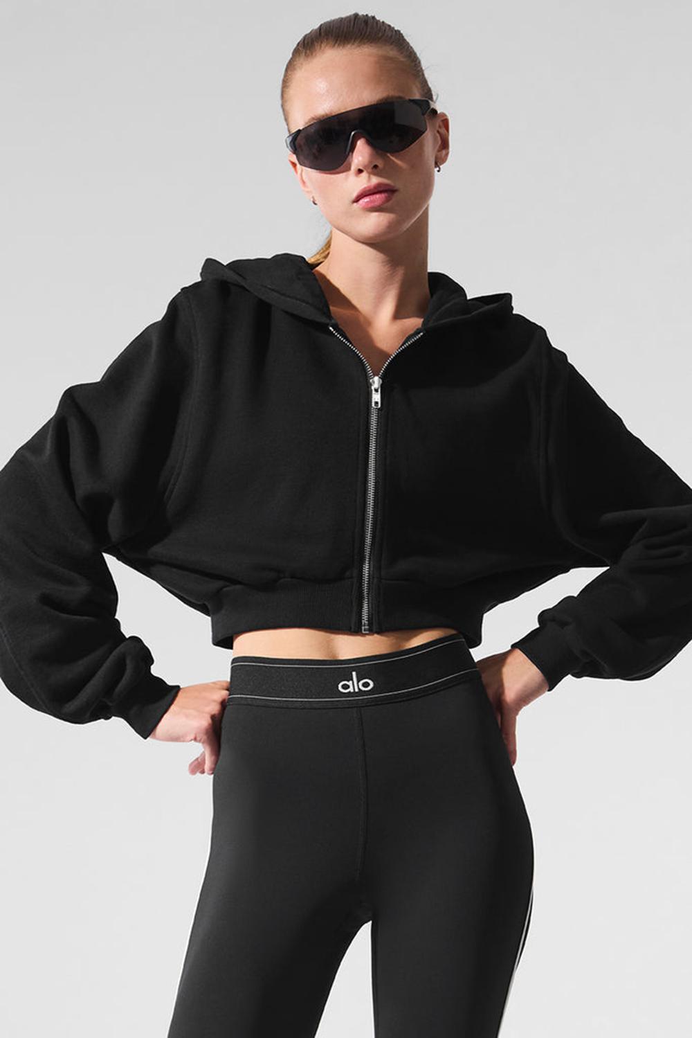 Sudadera con Capucha Alo Yoga Sweet Escape Zip Up Mujer Negras | España  VLQP-14396