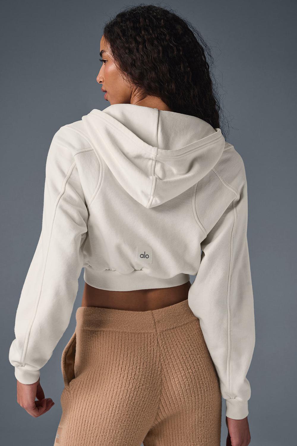 Sudadera con Capucha Alo Yoga Sweet Escape Zip Up Mujer Ivory | España  OJVD-63750